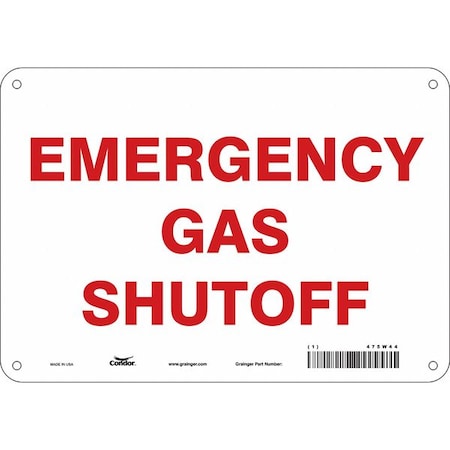 EMERGENCY GAS SHUTOFF, 10 in W x 7 in H, Vertical Rectangle, Polyethylene, 475W44 MPN:475W44