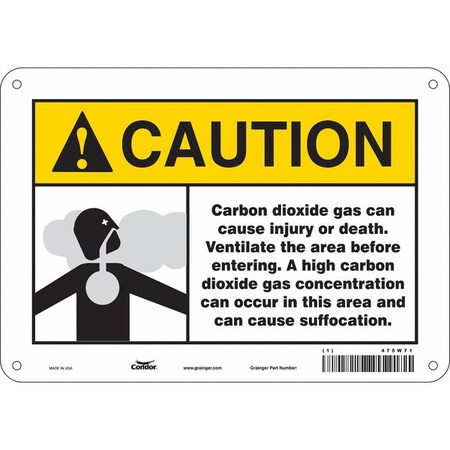Chemical Sign, 7 in H, 10 in W, Polyethylene, Vertical Rectangle, English, 475W71 MPN:475W71