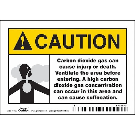 Chemical Sign, 3 1/2 in H, 5 in W, Vinyl, Horizontal Rectangle, English, 475W73 MPN:475W73