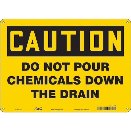 Chemical Sign, 10 in H, 14 in W, Polyethylene, Horizontal Rectangle, English, 475X60 MPN:475X60