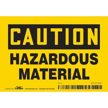 Chemical Sign, 3 1/2 in H, 5 in W, Vinyl, Horizontal Rectangle, English, 475Y50 MPN:475Y50