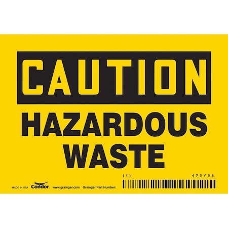 Chemical Sign, 3 1/2 in H, 5 in W, Vinyl, Horizontal Rectangle, English, 475Y58 MPN:475Y58