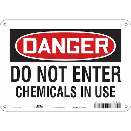 Chemical Sign, 7 in H, 10 in W, Polyethylene, Vertical Rectangle, English, 475Z21 MPN:475Z21