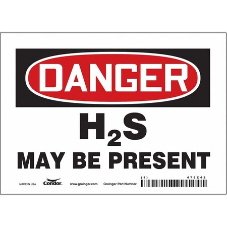 Safety Sign, 5 in Height, 7 in Width, Vinyl, Horizontal Rectangle, English, 475Z42 MPN:475Z42
