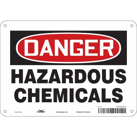 Chemical Sign, 7 in H, 10 in W, Polyethylene, Vertical Rectangle, English, 475Z56 MPN:475Z56