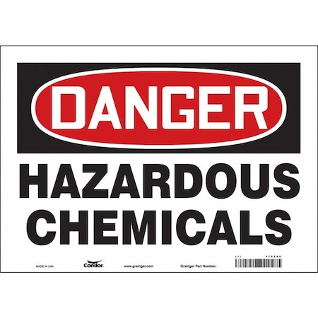Chemical Sign, 10 in H, 14 in W, Vinyl, Horizontal Rectangle, English, 475Z60 MPN:475Z60