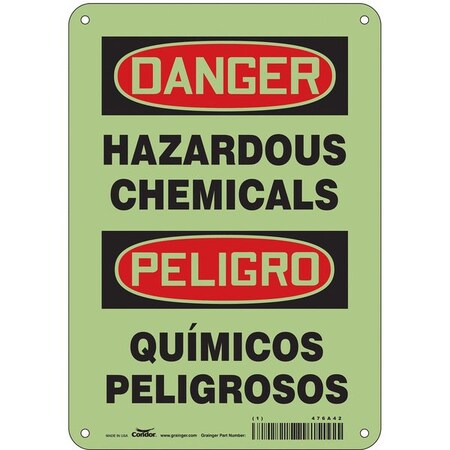 Safety Sign, 10 in H, 7 in W, Polyethylene, Horizontal Rectangle, English, Spanish, 476A42 MPN:476A42