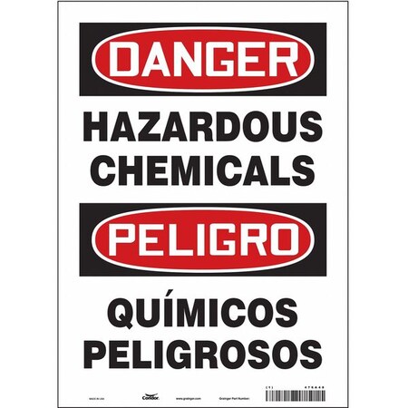 Chemical Sign, 14 in H, 10 in W, Vinyl, Vertical Rectangle, English, Spanish, 476A48 MPN:476A48
