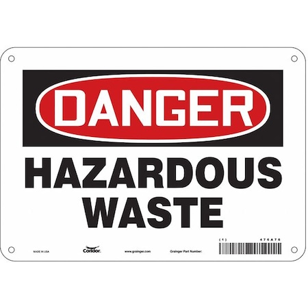 Chemical Sign, 7 in H, 10 in W, Polyethylene, Vertical Rectangle, English, 476A76 MPN:476A76