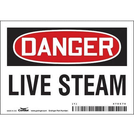 Chemical Sign, 3 1/2 in H, 5 in W, Vinyl, Horizontal Rectangle, English, 476C74 MPN:476C74