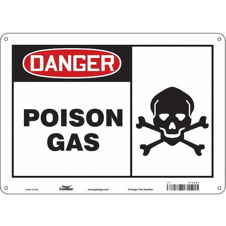 Safety Sign, 10 in Height, 14 in Width, Polyethylene, Horizontal Rectangle, English, 476C97 MPN:476C97