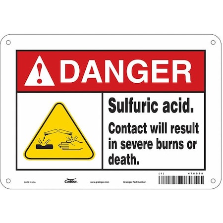 Chemical Sign, 7 in H, 10 in W, Polyethylene, Vertical Rectangle, English, 476D60 MPN:476D60