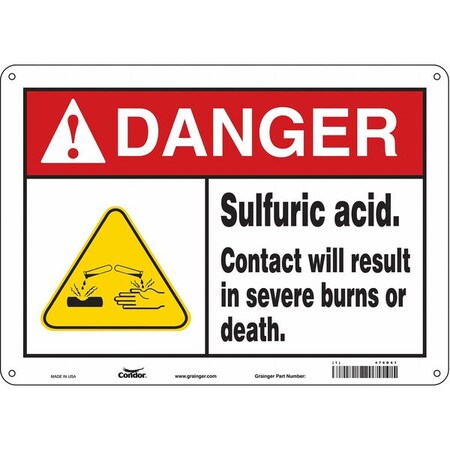 Chemical Sign, 10 in H, 14 in W, Polyethylene, Horizontal Rectangle, English, 476D61 MPN:476D61