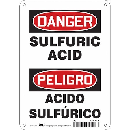 Safety Sign, 10 in Height, 7 in Width, Polyethylene, Horizontal Rectangle, Spanish MPN:476D78