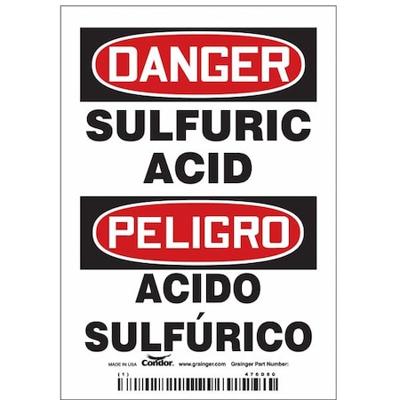 Safety Sign, 5 in Height, 3 1/2 in Width, Vinyl, Vertical Rectangle, Spanish MPN:476D80