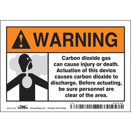 Chemical Sign, 3 1/2 in H, 5 in W, Vinyl, Horizontal Rectangle, English, 476F85 MPN:476F85