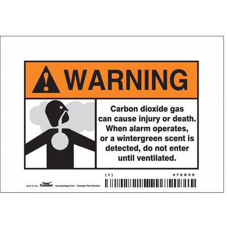 Safety Sign, 3 1/2 in Height, 5 in Width, Vinyl, Horizontal Rectangle, English, 476G09 MPN:476G09