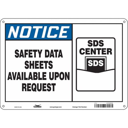 Safety Sign, 10 inx14 in, Aluminum MPN:476G86
