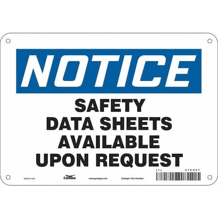 Safety Sign, 7 in Height, 10 in Width, Polyethylene, Vertical Rectangle, English, 476H07 MPN:476H07