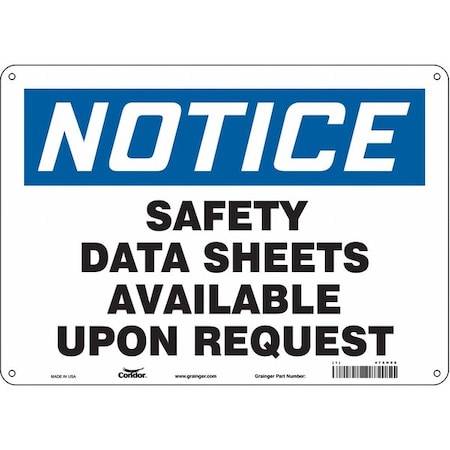 Safety Sign, 10 in Height, 14 in Width, Polyethylene, Horizontal Rectangle, English MPN:476H08
