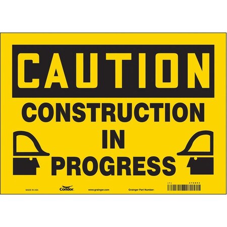 Safety Sign, 10 in Height, 14 in Width, Vinyl, Horizontal Rectangle, English, 476H94 MPN:476H94