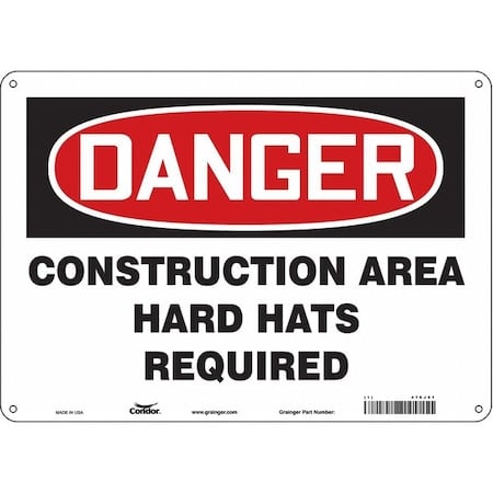 Safety Sign, 10 in Height, 14 in Width, Polyethylene, Horizontal Rectangle, English, 476J61 MPN:476J61