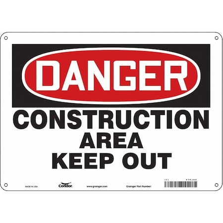 Safety Sign, 10 in Height, 14 in Width, Aluminum, Horizontal Rectangle, English, 476J65 MPN:476J65