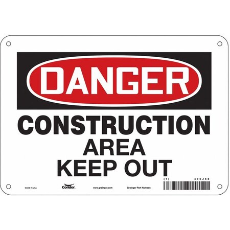 Safety Sign, 7 in Height, 10 in Width, Polyethylene, Vertical Rectangle, English, 476J68 MPN:476J68