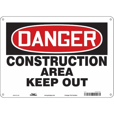 Safety Sign, 10 in Height, 14 in Width, Polyethylene, Horizontal Rectangle, English, 476J69 MPN:476J69