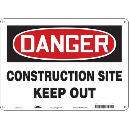 Safety Sign, 10 in Height, 14 in Width, Aluminum, Horizontal Rectangle, English, 476K01 MPN:476K01