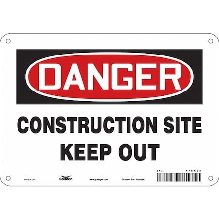 Safety Sign, 7 in Height, 10 in Width, Polyethylene, Vertical Rectangle, English, 476K03 MPN:476K03