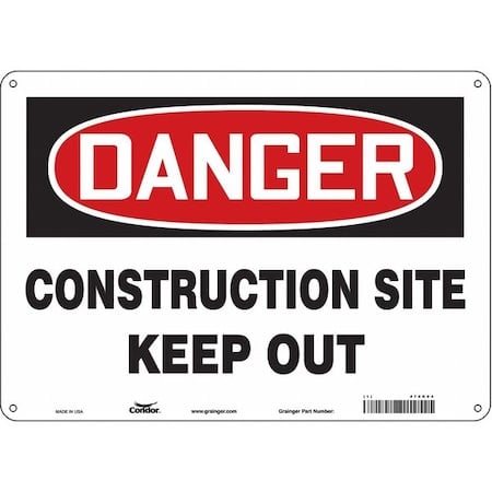 Safety Sign, 10 in Height, 14 in Width, Polyethylene, Horizontal Rectangle, English, 476K04 MPN:476K04