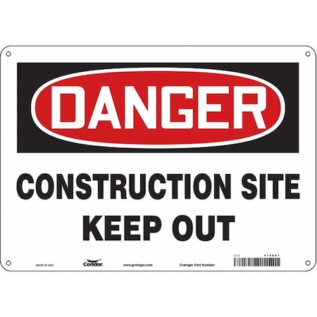 Safety Sign, 10 in Height, 14 in Width, Vinyl, Horizontal Rectangle, English, 476K07 MPN:476K07