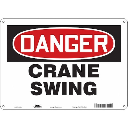Safety Sign, 10 in Height, 14 in Width, Polyethylene, Horizontal Rectangle, English, 476K76 MPN:476K76