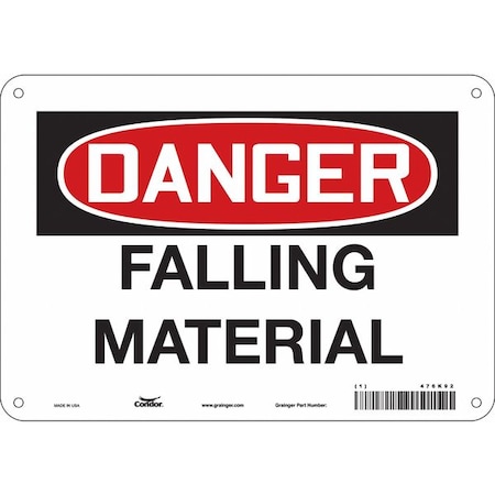 Danger, FALLING MATERIAL, 10 in W x 7 in H, Vertical Rectangle, Aluminum, 476K92 MPN:476K92