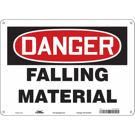 Danger, FALLING MATERIAL, 14 in W x 10 in H, Horizontal Rectangle, Aluminum, 476K93 MPN:476K93