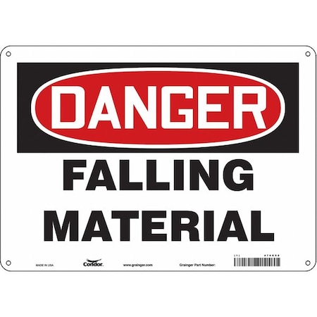 Danger, FALLING MATERIAL, 14 in W x 10 in H, Horizontal Rectangle, Polyethylene, 476K98 MPN:476K98
