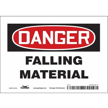 Danger, FALLING MATERIAL, 7 in W x 5 in H, Horizontal Rectangle, Vinyl, 476L01 MPN:476L01