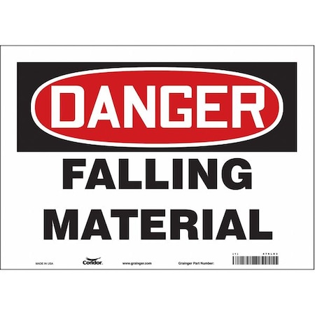 Danger, FALLING MATERIAL, 14 in W x 10 in H, Horizontal Rectangle, Vinyl, 476L03 MPN:476L03