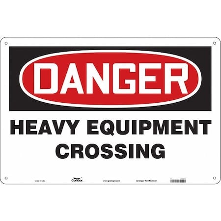 Danger, HEAVY EQUIPMENT CROSSING, 36 in W x 24 in H, Horizontal Rectangle, Polyethylene MPN:476L10