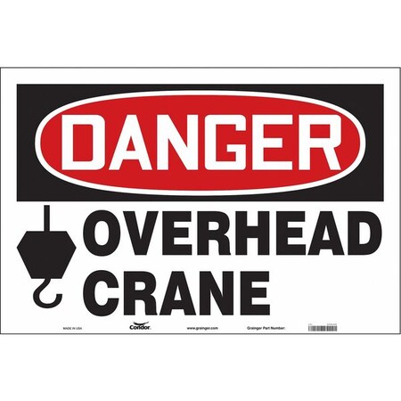 Danger, OVERHEAD CRANE, 36 in W x 24 in H, Horizontal Rectangle, Vinyl, 476L65 MPN:476L65