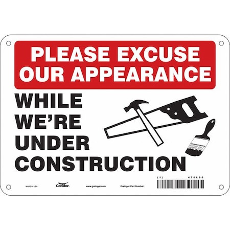 Safety Sign, 7 in Height, 10 in Width, Polyethylene, Vertical Rectangle, English, 476L95 MPN:476L95