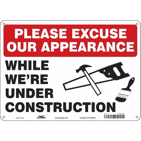 Safety Sign, 10 in Height, 14 in Width, Polyethylene, Horizontal Rectangle, English, 476L96 MPN:476L96