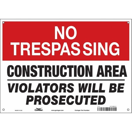 Safety Sign, 10 in Height, 14 in Width, Aluminum, Horizontal Rectangle, English, 476M01 MPN:476M01
