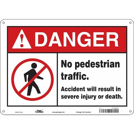 Safety Sign, 10 in Height, 14 in Width, Aluminum, Horizontal Rectangle, English, 476M96 MPN:476M96