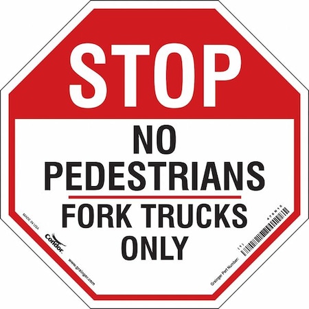 Safety Sign, 18 in Height, 18 in Width, Vinyl, Octagon, English MPN:476N16