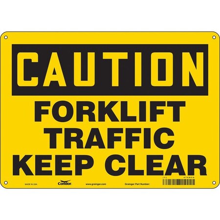 Safety Sign, 10 in Height, 14 in Width, Polyethylene, Horizontal Rectangle, English, 476N58 MPN:476N58