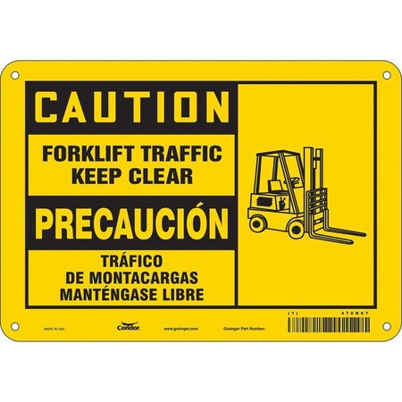Safety Sign, 7 in H, 10 in W, Aluminum, Vertical Rectangle, English, Spanish, 476N67 MPN:476N67