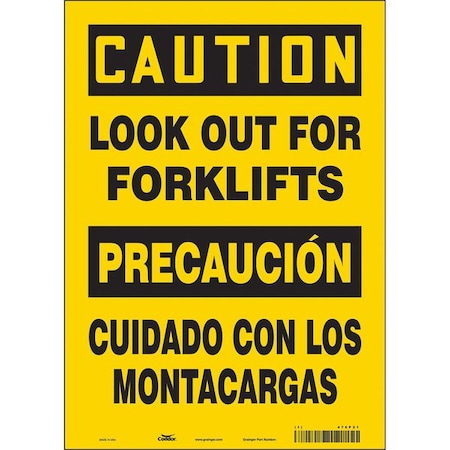Safety Sign, 14 in Height, 10 in Width, Vinyl, Vertical Rectangle, English, Spanish, 476P21 MPN:476P21