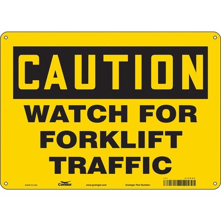 Safety Sign, 10 in Height, 14 in Width, Polyethylene, Horizontal Rectangle, English, 476P25 MPN:476P25